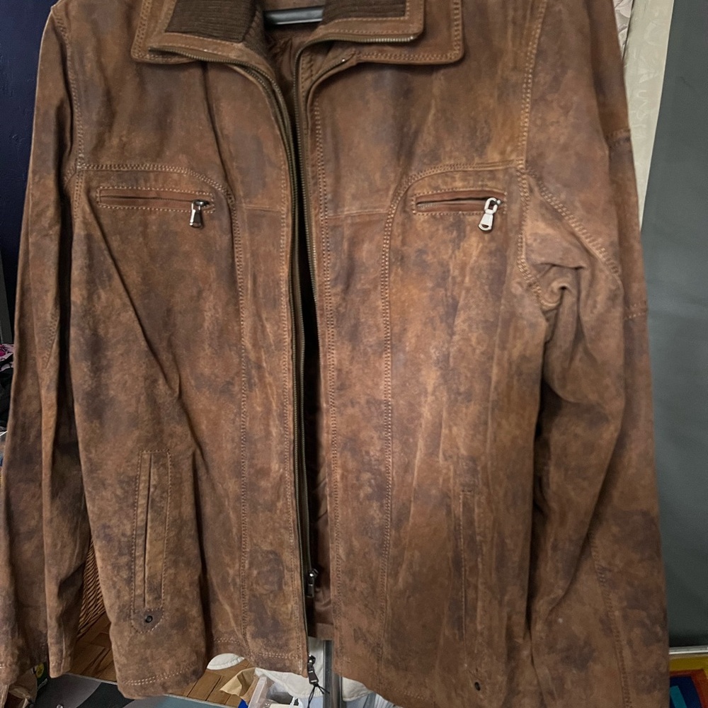 Roundtree & Yorke Brown Leather Military Jacket